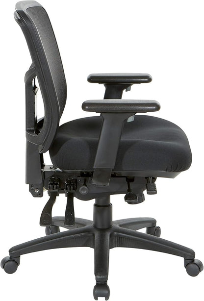 Office Star ProGrid Breathable Mesh Manager's Office Chair with Adjustable Seat Height, Multi-Function Tilt Control and Seat Slider, Mid Back, Coal FreeFlex Fabric