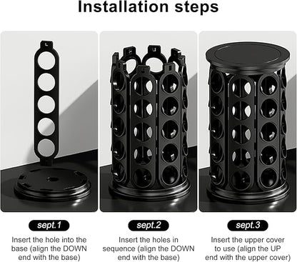 CEHNCEH K Cup Holder, Coffee Pods Holder Storage Organizer Stand Carousel Compatible with 40 Keurig K-Cup Pods, Home or Office Kitchen Counter (Black)
