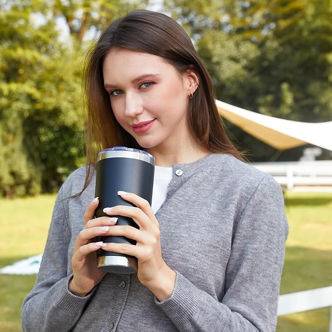 MEWAY 30oz Tumbler Double Wall Vacuum Insulated Travel Mug, Stainless Steel Tumbler with Lid, Durable Powder Coated Insulated Coffee Cup for Cold & Hot Drinks (Black,1 PACK)
