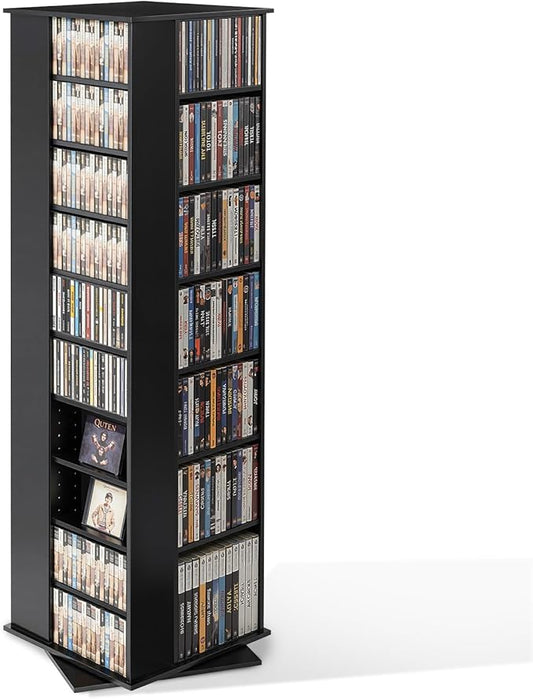 VEVOR Media Storage Cabinet, CD Rack Tower, 34 Compartments Rotating Media Tower Rack for CDs, DVDs, Books and Game Discs, DVD Stand for Living Room, Home Office and Recording Room, Black