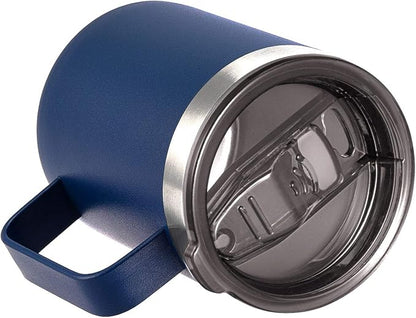 12oz Stainless Steel Insulated Coffee Mug with Handle, Double Wall Vacuum Travel Mug, Tumbler Cup with Sliding Lid, Navy
