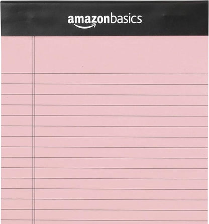 Amazon Basics Narrow Ruled Writing Pads, Perforated, 5" x 8", Multicolor, 6-Pack of 50 Sheets