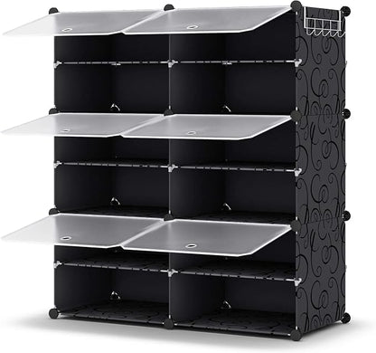 HOMIDEC Shoe Rack Organizer, 6 Tier Storage Cabinet 24 Pair Plastic Shoe Shelves for Closet Hallway Bedroom Entryway