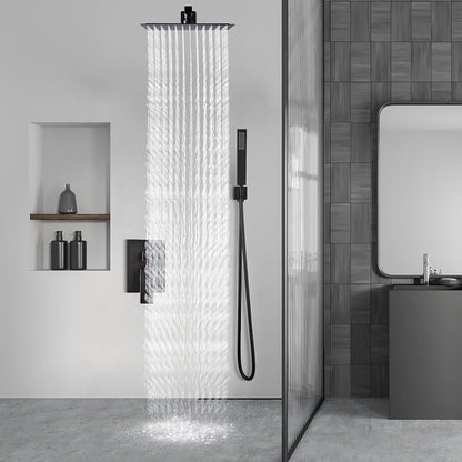 Aolemi Shower Faucet Set Rain Shower System with Handheld Spray Bathroom Shower Combo Rough-in Valve and Shower Trim Kit Included Oil Rubbed Bronze 8 Inch Wall Mount Shower Head