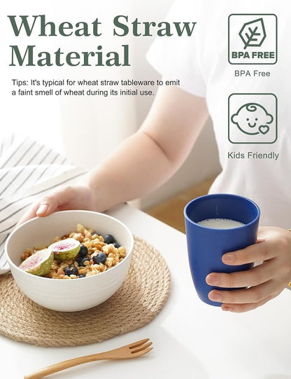 Wheat Straw Cups 12 OZ Alternative to Plastic Reusable Cup Set 6 Tumblers