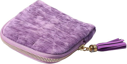Travel Jewelry Case, Small High-End Large-Capacity Tassel Storage Bag Gifts for Women, Pouch Bags with Zipper, Velvet Jewelry Organizer Storage Bag for Bracelet Rings Earring (Light Purple)