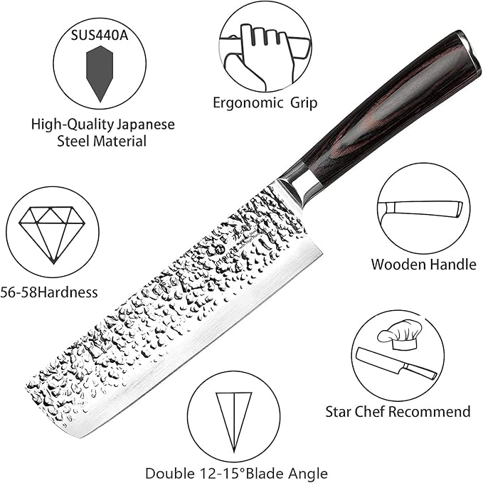 imarku Nakiri Knife, Razor Sharp 7 Inch Multipurpose Vegetable Japanese Chef Knife, High Carbon Stainless Steel Meat Cleaver, Gyutou Knife with Ergonomic Handle, Fathers Day Gift for Dad