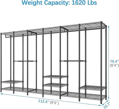 VIPEK V60 Extra Large Portable Closet Rack Heavy Duty Clothing Rack for Hanging Clothes Freestanding Wardrobe, Metal Closet for Bedroom Storage and Organizer, Load 1620lbs, Black