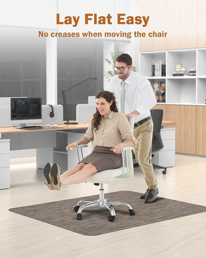 Blvornl Office Chair Mat for Hardwood Floor, 35.4"*47.2" Desk Computer Chair Mat for Hard Wood, Large Anti-Slip Hard Floor Protector Rolling Chair Mat, PVC Mat Desk Rug for Office and Dark Brown