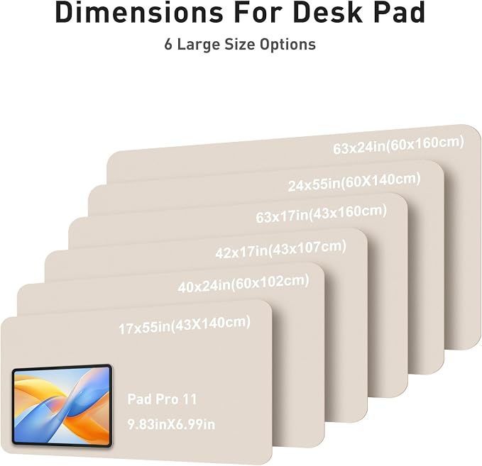 Aothia Faux Leather Desk Mat - Large Mouse Pad, Non-Slip PU Leather Blotter, Waterproof Writing Surface for Office and Home (Eggshell, 40" x 24")