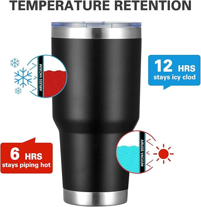 MEWAY 30oz Tumbler Double Wall Vacuum Insulated Travel Mug, Stainless Steel Tumbler with Lid, Durable Powder Coated Insulated Coffee Cup for Cold & Hot Drinks (Black,1 PACK)