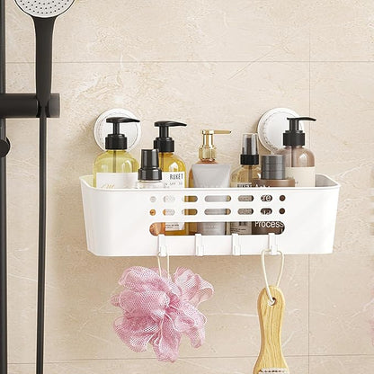 Lifewit Shower Caddy Suction Cup, NO-Drilling Bathroom Organizers and Storage Rack for Inside Shower, Plastic Removable Shower Shelves for Shampoo Strong Vacuum Suction, 31 cm/12 inch Long, 2 Pack