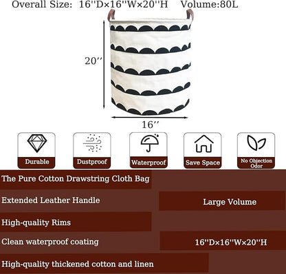 Waterproof Laundry Hamper Collapsible Laundry Basket Leather Handle Laundry Bag Large Clothes Storage Toy Organization for Bathroom Bedroom Laundryroom College Dorms (Hege-003)