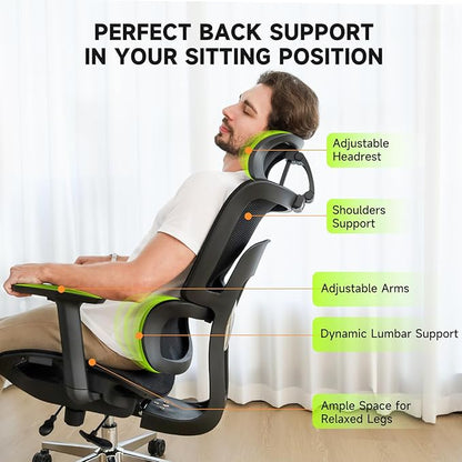 NearHub EC20 Ergonomic Office Chair for Big and Tall 6'5" Tall Max, 400Lbs Computer Desk Heavy-Duty Office Gaming Chair with Adjustable Features, High-Back Design, and Premium Comfort for Office,Home