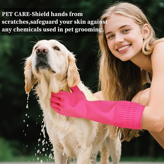 Rubber Gloves for Cleaning – 3 Pairs Reusable Gloves for Dishwashing, Kitchen and Household Tasks, 15-Inch Long (Regular Style, Large (Fits Medium Hands))
