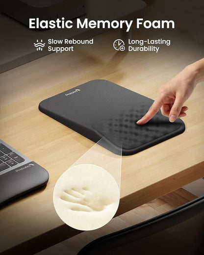 ProtoArc Ergonomic Mouse Pad with Wrist Rest, MP50 Mousepad with Massage Design, Soft Memory Foam and Non-Slip PU Base for Pain Relief, Desk, Home, Office, 12x8 Inches, Black (Mouse Not Included)