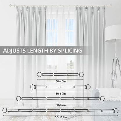 Thestoa Nickel Curtain Rods for Windows 30-62 Inch, 5/8" Stainless Steel Small Curtain Rod for Bedroom, Living Room,Kitchen,Farmhouse