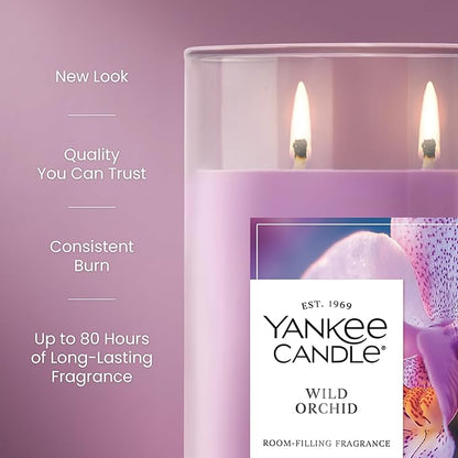 Yankee Candle Large Tumbler Scented Candle with up to 80 Hour Burn Time, Premium Plant Wax Blend for Consistent Burn, 20 oz Tumbler Candle with Room Filling Fragrance, Wild Orchid