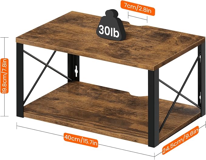 Homode Floating Nightstand, Wood Floating Bedside Table with Cable Hole, 2 Tier Wall Mounted Nightstand, Hanging Night Stand Wall Shelves for Bedroom Living Room Bathroom Kitchen, Rustic Brown