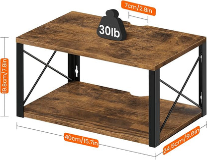 Homode Floating Nightstand, Wood Floating Bedside Table with Cable Hole, 2 Tier Wall Mounted Nightstand, Hanging Night Stand Wall Shelves for Bedroom Living Room Bathroom Kitchen, Rustic Brown