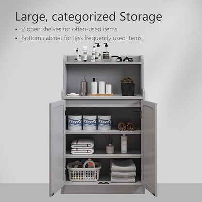 40 Inch Bathroom Storage Cabinet, Freestanding Organizer with 2 Doors, Bath cabinets Floor Standing, Suitable for Dining Room, Kitchen, Living Room, Hallway (Grey)