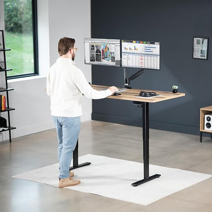 VIVO Electric 71 x 30 in Standing Desk, Touch Screen Adjustment, 220 lb Frame Support, 2E Series, Reclaimed Wood Top Black Frame, DESK-KIT-2E71P