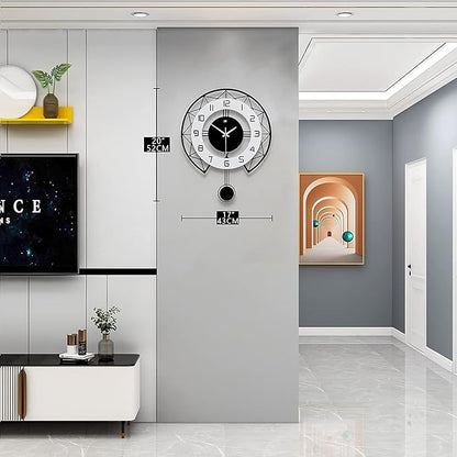 Large Wall Clock for Living Room Decor Modern Silent Pendulum Wall Clock for Home House Kitchen Bedroom Decorative Big Wall Clock Non Ticking Battery Operated Quartz for Indoor Bathroom 17 Inch