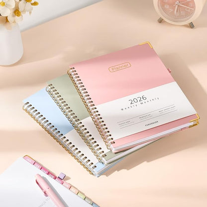 Forvencer 2026 Planner, Hardcover Calendar Planner Weekly and Monthly, Jan 2026 - Dec 2026, 8.5" x 11", Spiral Agenda Book with Tabs, Exquisite Daily Journal Organizer for Home School, Navy Blue