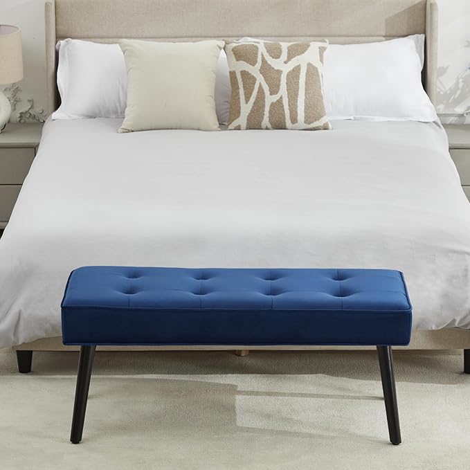 40'' Upholstered Bench, Entryway Ottoman with Wooden Legs for Living Room, End of Bed Bench