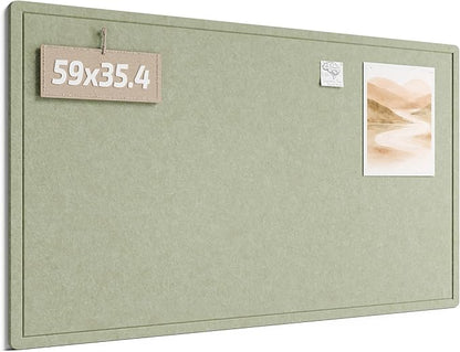 Fluxynara Large Bulletin Board, 59" x 35.4" Cork Board Alternative with 24 Safe Removable Adhesive Tabs, Foldable Felt Pin Board for Home Office, Classroom, Bedroom,Entryway for Walls— Sage