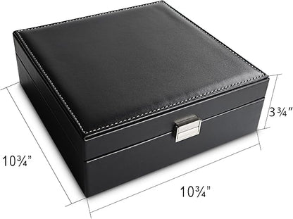 Frebeauty Earring Holder Organizer, 50 Slots Earring Organizer,2 Layer Jewelry Box for Earrings and Necklace,PU Jewelry Organizer,Jewelry Organizers and Storage(Black)