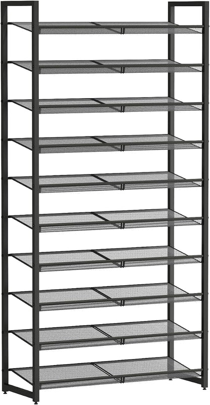 Shoe Rack, 10-Tier Metal Shoe Organizer, Tall Shoe Rack for Closet,entryway,Garage, with Adjustable Flat or Angled Shelves, 42-50 Pairs,Shoes that can accommodate The Whole Family.