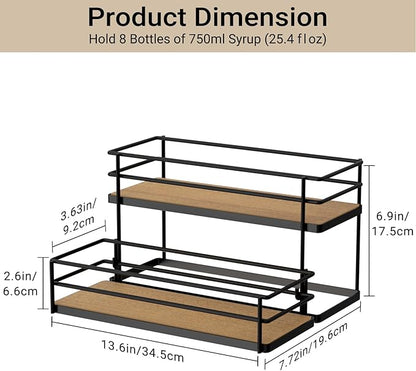 THYGIFTREE Coffee Syrup Rack Organizer 8 Bottle Syrup Holder Stand 2-Tier Syrup Storage Shelves Wine Rack for Kitchen Coffee Bar Station