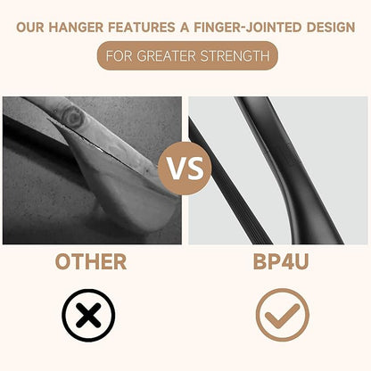 17.5" Wooden Suit Hangers with Non Slip Pants Bar, 12-Pack Wood Extra-Wide Shoulder Hangers with Flat-Head Hook for Suits, Coats, Jackets, Shirts, Pants, Heavy Clothes (Black)