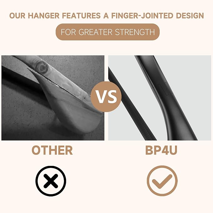 17.5" Wooden Suit Hangers with Non Slip Pants Bar, 6-Pack Wood Extra-Wide Shoulder Hangers with Flat-Head Hook for Suits, Coats, Jackets, Shirts, Pants, Heavy Clothes (Black)
