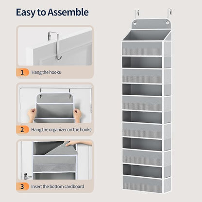 Yecaye Over Door Organizer, 60 lbs Load Capacity, Metal Hanging Storage with 6 Shelves for Toys, Bathroom, Nursery, Dorm Room, Grey,1Pc