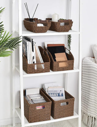StorageWorks Wicker Baskets for Organizing, Pantry Organizers and Storage, Round Paper Rope Storage Basket for Pantry Shelves, Kitchen Counter, Brown, 2 Pack
