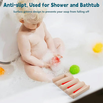 Silicone Soap Dish,Self Draining Soap Holder Perfect for Shower,Bathroom Sink,Kitchen Sink & Travel,Non-Slip Bar Soap Holder Extend Soap Life,Keep Soap Bars Dry & Easy Cleaning Pink-1Pcs