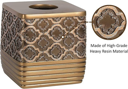 Resin Tissue Box Cover for Modern Home Decor - Minimalist Square Tissue Box Holder for Guest Room, Bedroom, Bathroom, Tabletop & Office - Durable and Aesthetic Tissue Holder, Spindle