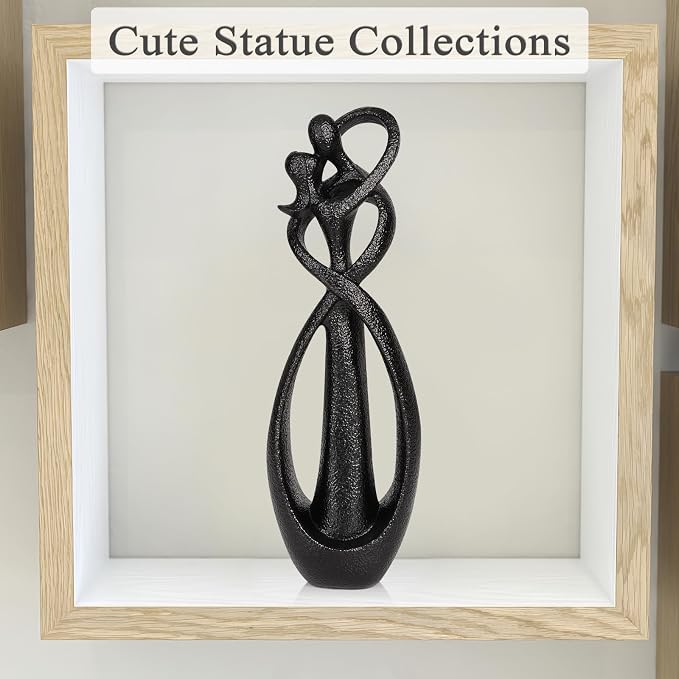 Trycooling Kissing Lovers Statue Abstract Sculpture Resin Statues for Home Decor Modern Home Office Desktop Shelf Bookshelf Decor (Black, Large)