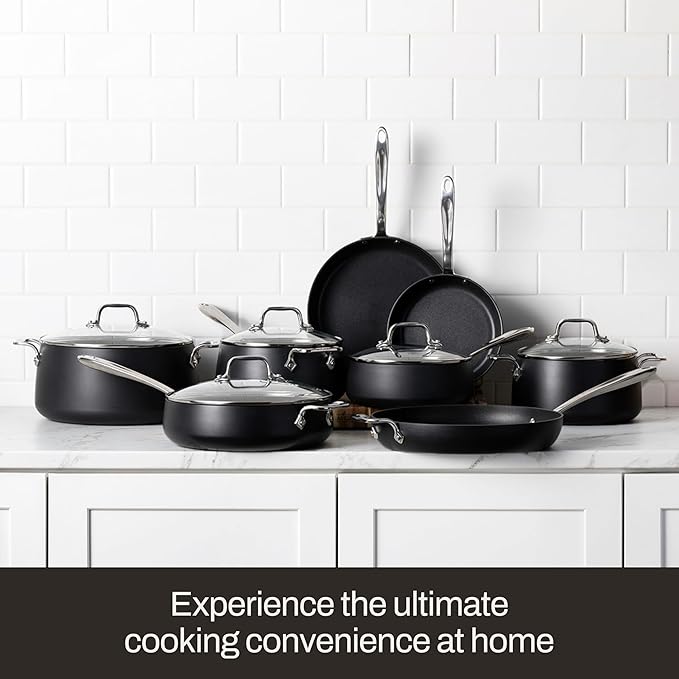 All-Clad HA1 Expert Hard Anodized Nonstick Frying Pan Set, 2-Piece 10" & 12" Skillet Set, Dishwasher-Safe, Oven-Safe Up to 500°F Compatible with All Stovetops (Gas, Electric & Induction) - Black