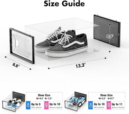 Foluck 15 Pack Shoe Storage Organizer Box Container Clear Plastic Stackable | Interlocking Design, Sturdy Dustproof Breathable, Fits Men's Size 9 Women's Size 10, for Closet Entryway Under Bed