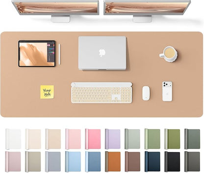 YSAGi Leather Desk Pad Protector, Office Desk Mat, Large Mouse Pad, Non-Slip PU Leather Desk Blotter, Laptop Desk Pad, Waterproof Desk Writing Pad for Office and Home (Latte,55" x 17.2")
