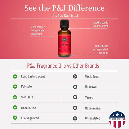 P&J Trading Fragrance Oil | Strawberry Oil 30ml - Candle Scents for Candle Making, Freshie Scents, Soap Making Supplies, Diffuser Oil Scents