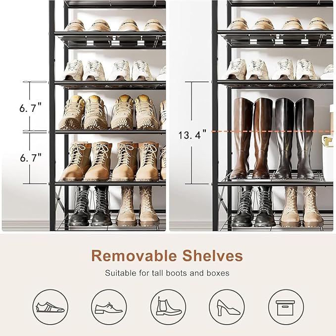 10 Tier Large Shoe Rack, Large Capacity Shoe Cabinet,50-55 Pairs Shoe Storage Organizer, Free Standing Shoe Rack,Entrance for Hallway Living Room (color5)