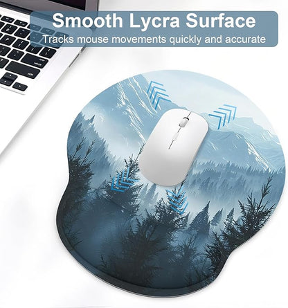 Ergonomic Mouse Pad with Wrist Rest and Keyboard Wrist Rest, Mousepad and Wrist Rest for Computer Keyboard, Pain Relief, Non-Slip Rubber Base, Mouse Pad with Wrist Support for Gaming, Cloud Forest