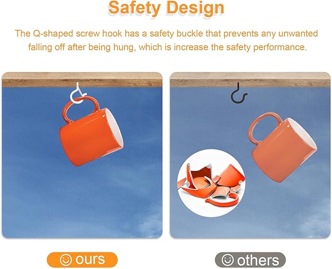 32Pcs Q-Hanger Hooks with Safety Buckle, Windproof Screw Hooks for Hanging Outdoor String Lights, Plants, Christmas Decorations, Includes Wing Nut Driver, White