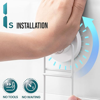 TAILI Double Layer Soap Holder, Bar Soap Dish Suction Cup for Shower Wall, Draining Saver Tray for Bathroom, Rustproof Stainless Steel Sponge Holder for Tub, Kitchen, Drill-Free, White