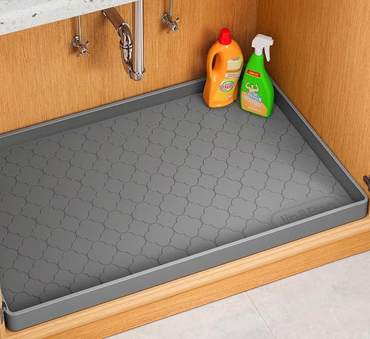 Jin&Bao Waterproof Under Sink Mat 31" x 22", Thick Silicone Mat Cabinet Protector for Kitchen and Bathroom, Shelf Liner, Home Organizer and Storage, Multipurpose Tray for Gadgets and Essentials