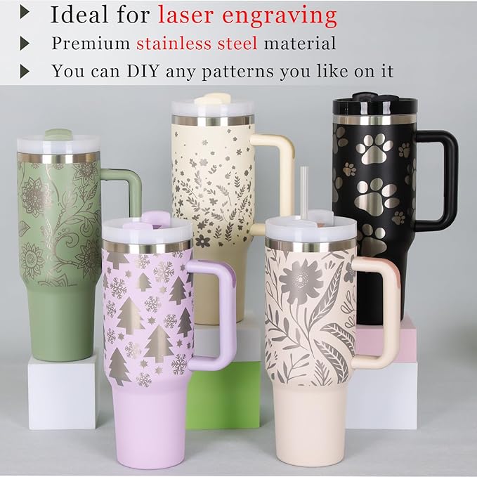 4 Pack 40 Oz Tumbler with Handle Bulk, Double Wall Vacuum Insulated Stainless Steel Tumbler with Lid and Straw, 40 oz cup with Silicone Spill Proof Stopper Set (Dark Green)